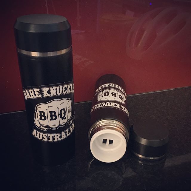 The Issue of NO Morning Brew at work has now been resolved thanks to 2x @kmartaus $7 Travel mugs that will make the trip on the Harley to West End.. and have been given an upgrade with some BKB stickers.. game on.. 🏻