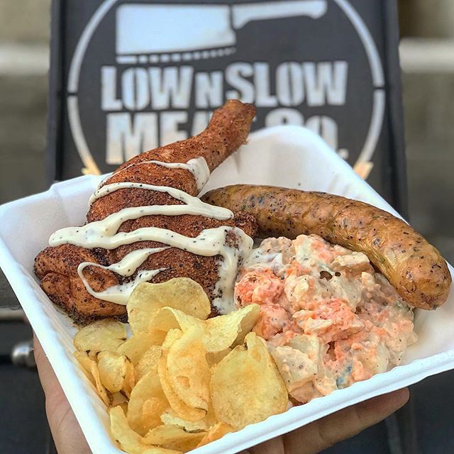 This Friday, Saturday & Sunday at @lownslowmeatco - come at us.. 9:30am till 2pm.. killer chicken box.. till sold out..! #Repost @lownslowmeatco・・・Who has tried our new Chicken?If you are yet to cook your own we are going to cook it for you this Friday, Saturday and Sunday lunch. This box is super cool, it starts off with Nichols Ethical Free Range Chicken all the way from Tasmania, these chickens are the best of the best and the taste confirms that. I am still amazed by the texture and taste of this chicken!The quarter chicken is rubbed in @lanesbbqau SPF53 then smoked in the @radarhillsmokers Now to really show off our skills and new range of products from @thetasmanianfoodco we have created a Nichols chicken, Robur farms goat fetta and Shima wasabi smoked sausage and @blendsmokedhoney This sausage is really well balanced with no flavour taking over another.Doesn’t matter if your a thigh or a breast person we have both, just ask when you order. It’s all teamed up with a new sweet potato salad and some potato chips. Only $18. All the regular BBQ too from 9.30am- quarter smoked chicken - smoked chicken, goat fetta, wasabi and smoked honey sausage - sweet potato salad - crisps - Alabama white sauce#lownslowmeatco #themeatnheattraders #prideofplate #chicken #bbq #lownslow #lownslowbrisbane