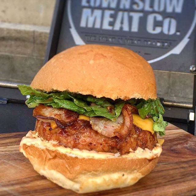 I destroyed this killer chicken burger 5 minutes after taking the photo.. it’s awesome.. come get it tomorrow., and give my Mac N Cheese recipe a try...#Repost @lownslowmeatco・・・This Weekends Special - ‘Monster Chicken, Cheese & Bacon Burger’ - It all starts with our ‘made in house’ 300gm Smoked Chicken Patty on a Monster Bun, Smoked Bacon, Slices of American Cheese, Cos Lettuce,  Chipotle Mayo & ‘That BBQ Sauce’ ! - our normal menu is also on offer, including a new side as requested by you: ‘NO BAKE Mac N Cheese’ - come get some Friday to Sunday 9:30am till 2pm - 1/40 Container St, Tingalpa, Qld #themeatnheattraders #lownslowmeatco