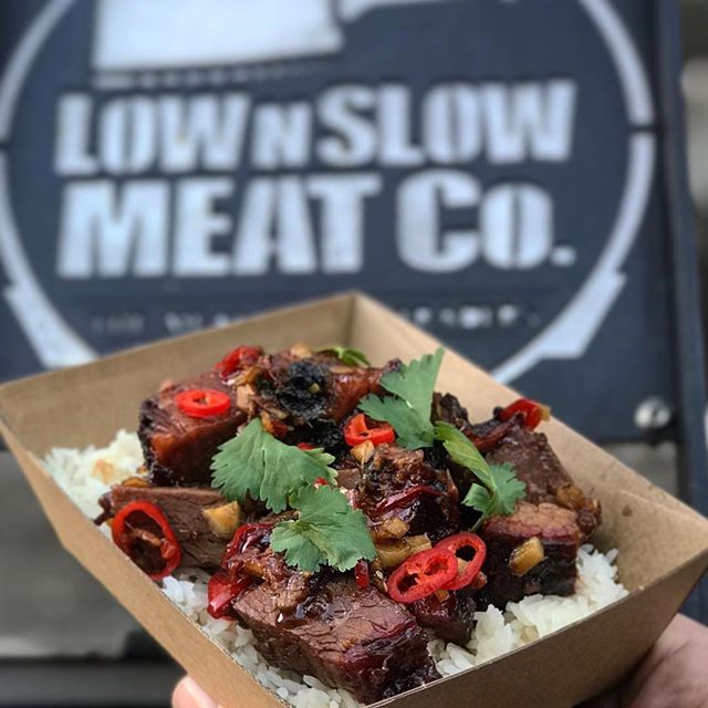 I can testify, this dish is furking amazing.. as I destroyed the box five minutes after this photo was taken. Come get some !!!#Repost @lownslowmeatco・・・Saturday’s Special!!!THAI BRISKET AND RICE..Last Saturday Mel was messing around with some different flavours and combined his two favourite cuisines, Asain and BBQ. We handed some samples out and was blown away with the feedback so it’s on the menu tomorrow.@capegrimbeef smoked brisket in a Thai style, sweet and spicy sauce with rice.If you even remotely like these flavours you must try it..#themeatnheattraders #lownslowmeatco #thai #brisket