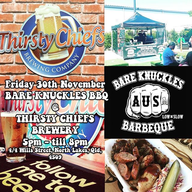 This Friday night at @thirsty_chiefs.. Beers, BBQ and live Music.. hells yes..! We’ll be putting smiles (& BBQ Sauce) on faces from 5pm till 8pm.. come at us.. 🏻🏻