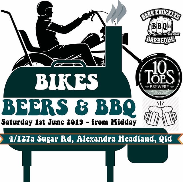 This Saturday.. it’s back on again @10toesbeer - Bikes, Beers & BBQ - see you there !! Sugar Rd, Alexandra Headlands. 🏻