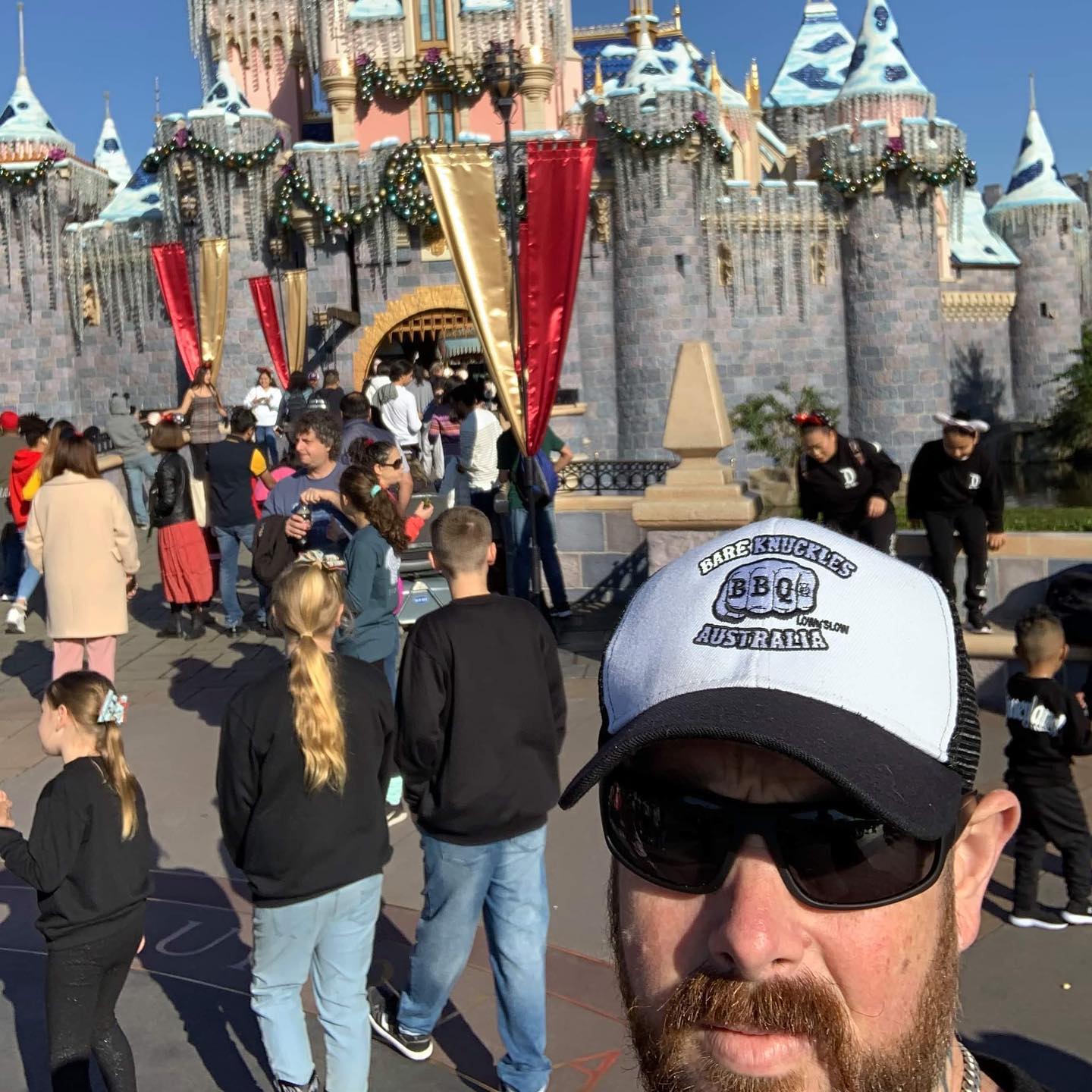 @benz_on_miller repping BKB at @disneyland_la 🏻 -#getsome #lownslow #lownslowbbq #barbeque #barbecue #itsgoodbbq #brisket #pork #lamb #chicken #brisbane #queensland #australia #sleepwhenimdead #allinnbrewingco #traditionalbbq #bareknucklesbbq #bareknucklesbarbeque #bareknucklesbarbecue