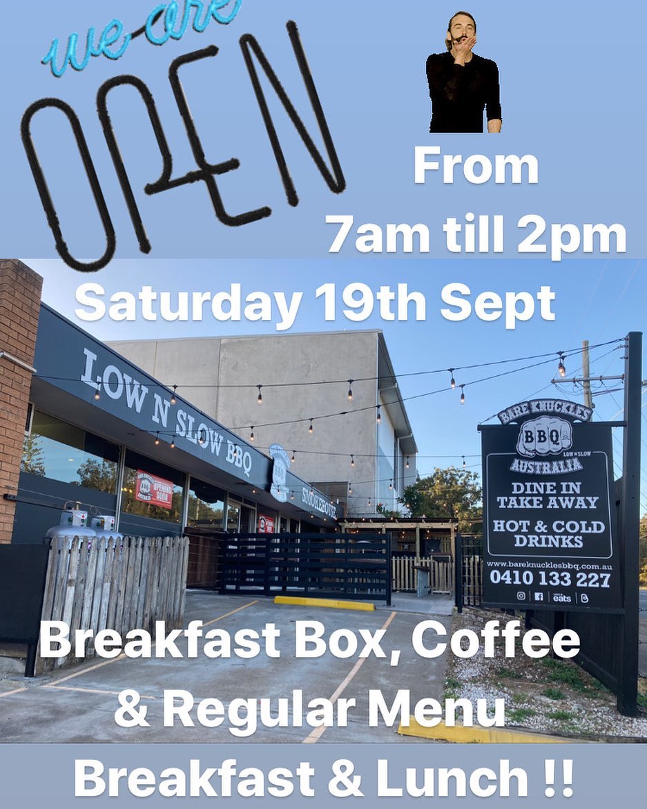 Open for Breakfast and Lunch! Kick off at 7am - Be gentle folks whilst we work things out..! We are doing our Breakfast box, @renegaderoasters Coffee and our Regular Pop Up Menu.. Oh.. and Brisket Smash Burgers & Fries !! Limited seating due to Covid, but plenty of takeaway boxes if you want to dine in the carpark  - 617 Toohey Rd, Salisbury, 4107