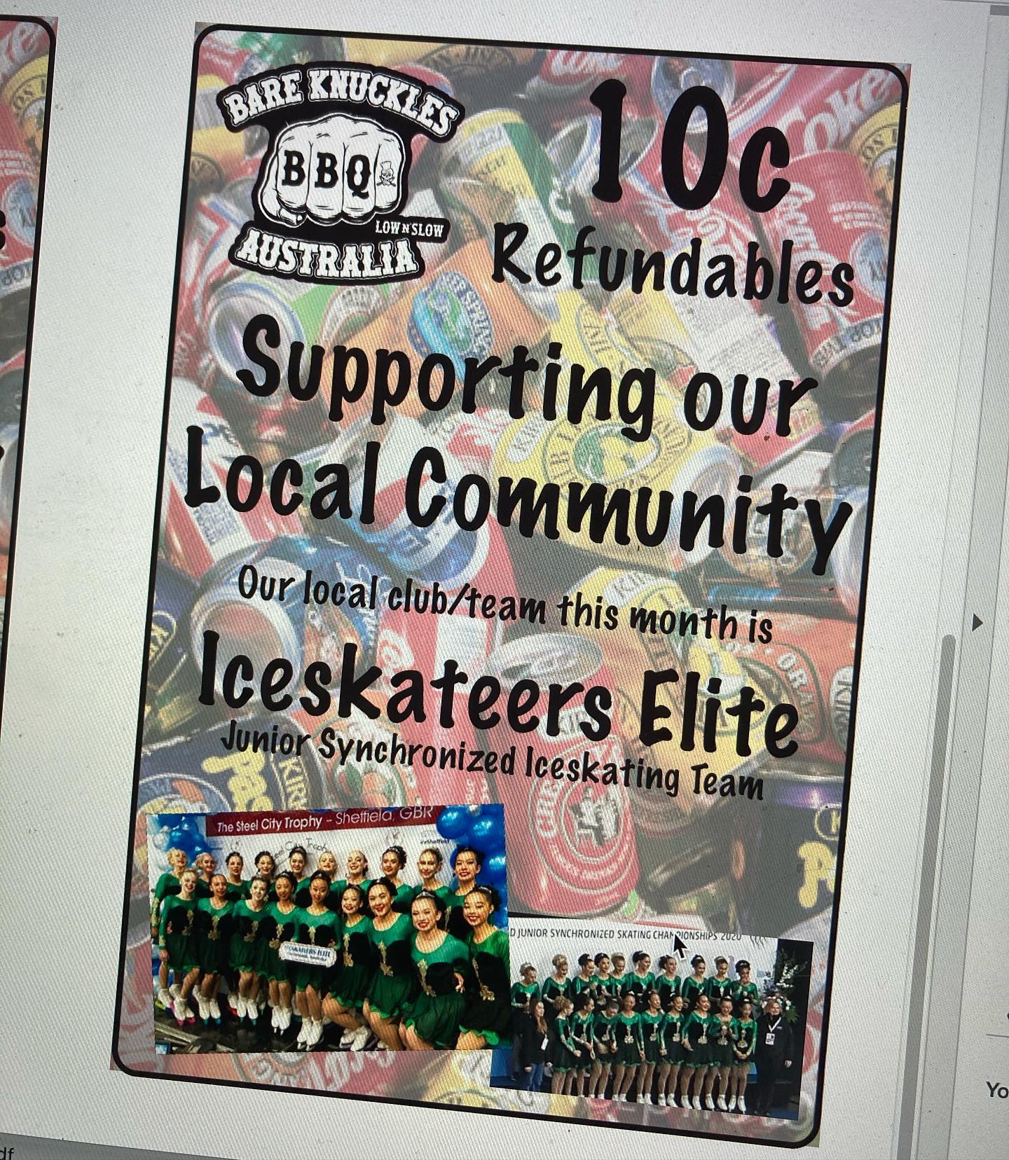 For the month of November.. we are supporting @iceskateerselite - so don’t forget to put your refundable in our specific bins ! Will post up separate our total that we gathered for the @tarraginditigersfc for the months of Sep/Oct 🏻