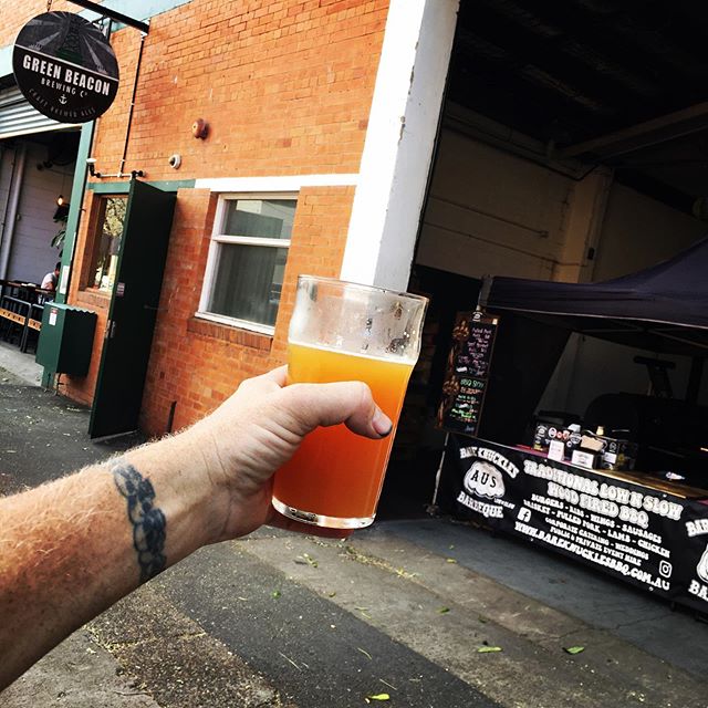 Today.. find me at @greenbeacon serving up Que and drinking this amazing Blood Orange IPA (The Whaler) from now till late or Sold Out..!? FYI: is anyone able to drive me, my truck and the smoker home.. as this beer  is furking amazing !!! 🏻🏻🏻