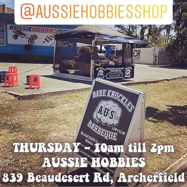 Thursday, Business as usual.. you’ll find me at @aussiehobbiesshop from 10am till 2pm - come get some..-#lownslow #lownslowbbq #traditionalbbq #itsgoodbbq #woodfired #brisbane #queensland