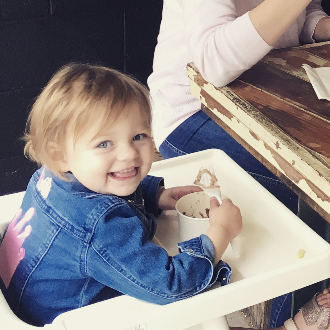 Smiles all round for lunch today.. little Margo enjoying her Pulled Pork with MAC & Cheese..!