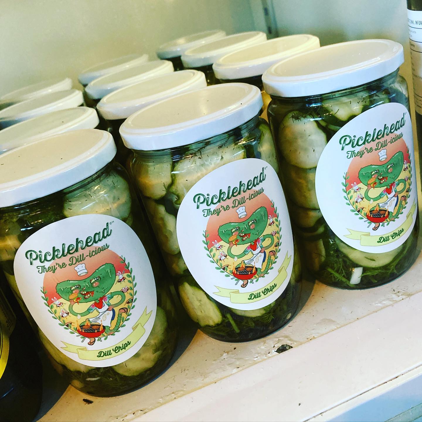 NOW AVAILABLE at the shop ! @pickleheadpickles Dill Chips - $15.99 - come get them. 🏻